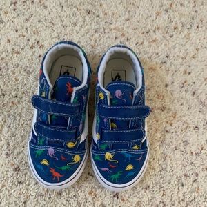 Vans Toddler Boys Blue Dinosaur Velcro Shoes Sz 10
